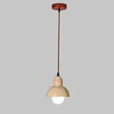 Rustic Stone and Wood Pendant Lights Set Adjustable Height Image - 8