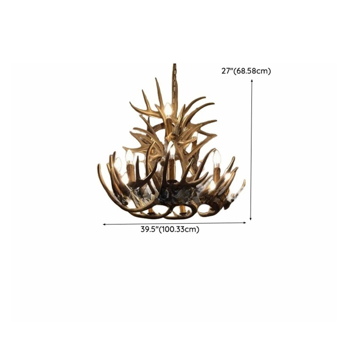 Rustic Tiered Antler Brown Resin Candle Chandelier Image - 12