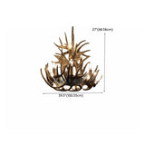 Rustic Tiered Antler Brown Resin Candle Chandelier Image - 12