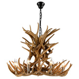 Rustic Tiered Antler Brown Resin Candle Chandelier Image - 2