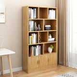 Rustic Vertical Closed Back Wooden Storage Bookshelf Image - 17