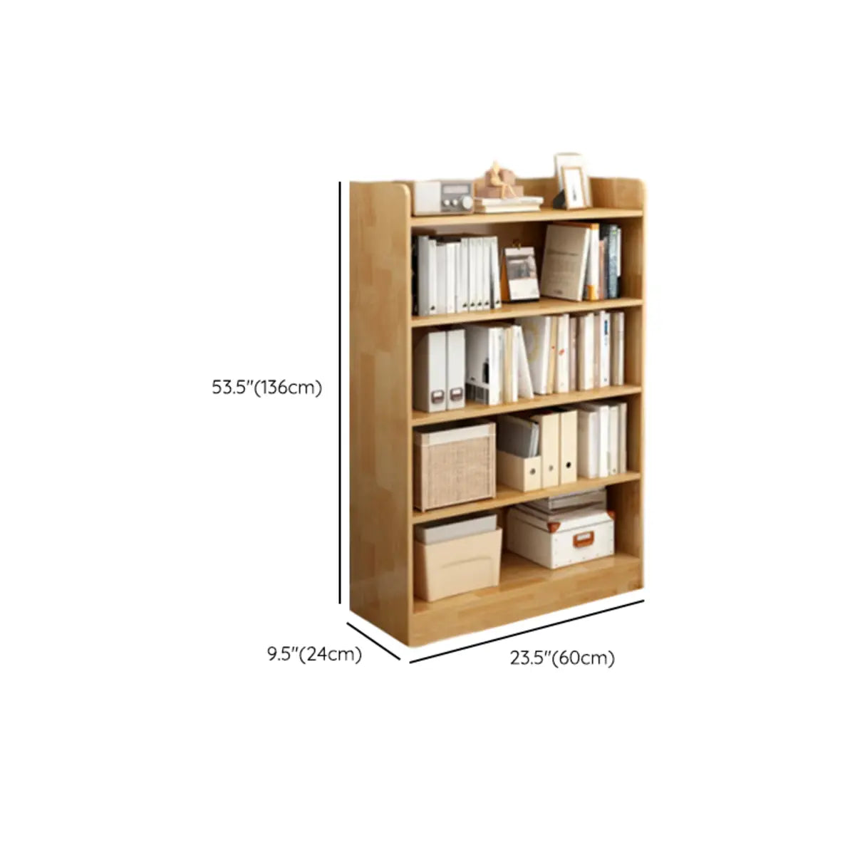 Rustic Vertical Closed Back Wooden Storage Bookshelf Image - 28