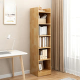 Rustic Vertical Closed Back Wooden Storage Bookshelf Image - 3