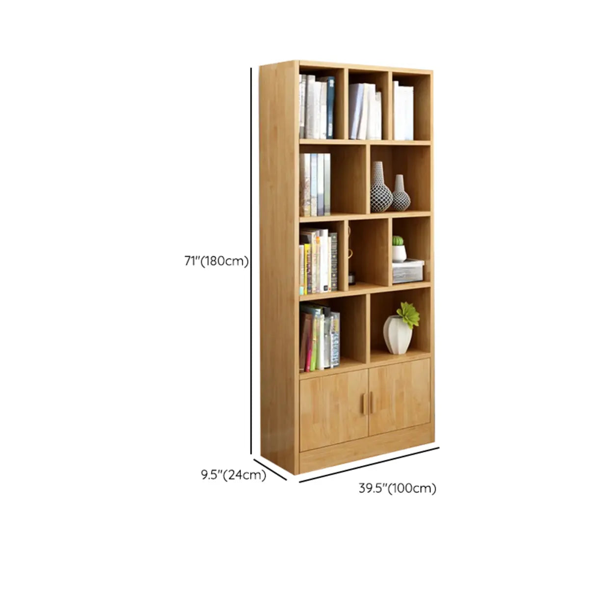 Rustic Vertical Closed Back Wooden Storage Bookshelf Image - 44