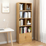 Rustic Vertical Closed Back Wooden Storage Bookshelf Image - 6