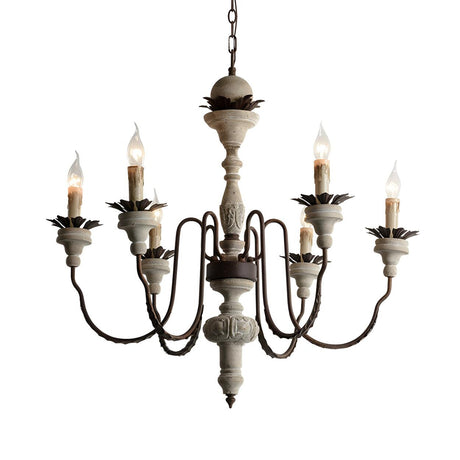 Rustic Vintage Candelabra Wood Chandelier Dining Room Image - 2