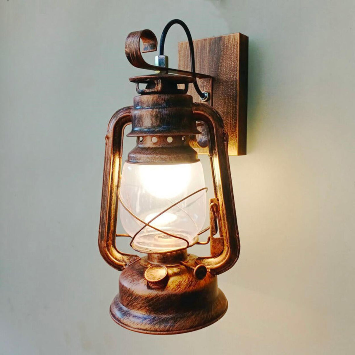 Rustic Vintage Copper Lantern Wall Sconce Image - 9