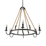 Rustic Wagon Wheel Candle Pendant Chandelier Dining Room Image - 4