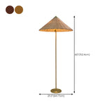 Rustic Walnut Woven Cone Shade Metal Floor Lamp #size