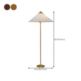 Rustic Walnut Woven Cone Shade Metal Floor Lamp Image - 16