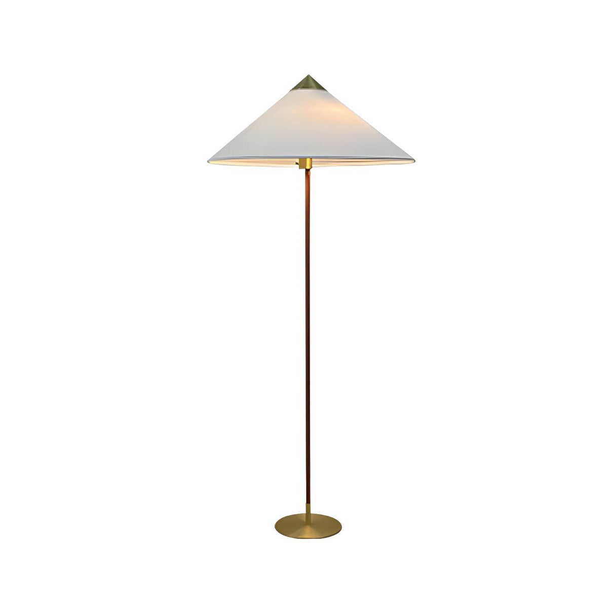 Rustic Walnut Woven Cone Shade Metal Floor Lamp Image - 4