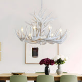 Rustic White Antler Resin Dining Room Chandelier Image - 1