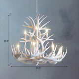 Rustic White Antler Resin Dining Room Chandelier Image - 11