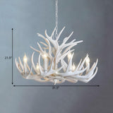 Rustic White Antler Resin Dining Room Chandelier Image - 5