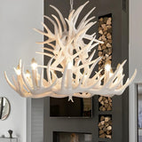 Rustic White Antler Resin Dining Room Chandelier Image - 6