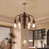 Rustic Wood and Bronze Multi-Arm Branching Chandelier  Image - 4