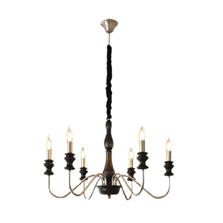 Rustic Wood and Metal Candle Chandelier Adjustable Height Image - 3