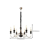 Rustic Wood and Metal Candle Chandelier Adjustable Height Image - 12