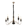 Rustic Wood and Metal Candle Chandelier Adjustable Height Image - 2