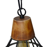 Rustic Wood and Metal Diamond Cage Kitchen Pendant Light Image - 4