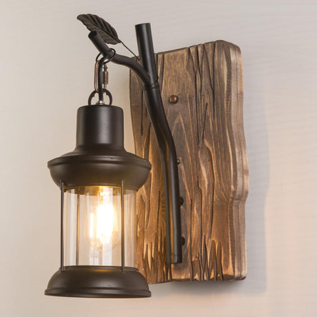 Rustic Wood Backplate Mason Jar LED Wall Sconce Image - 2