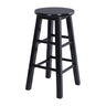 Rustic Wood Black Walnut White Round Bar Stool With Footrest Image - 3