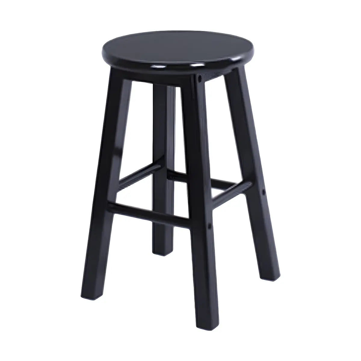 Rustic Wood Black Walnut White Round Bar Stool With Footrest Image - 7