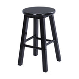 Rustic Wood Black Walnut White Round Bar Stool With Footrest Image - 7