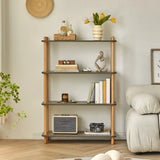 Rustic Wood Open Back Rectangle Display Bookshelf Image - 11