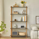 Rustic Wood Open Back Rectangle Display Bookshelf Image - 9