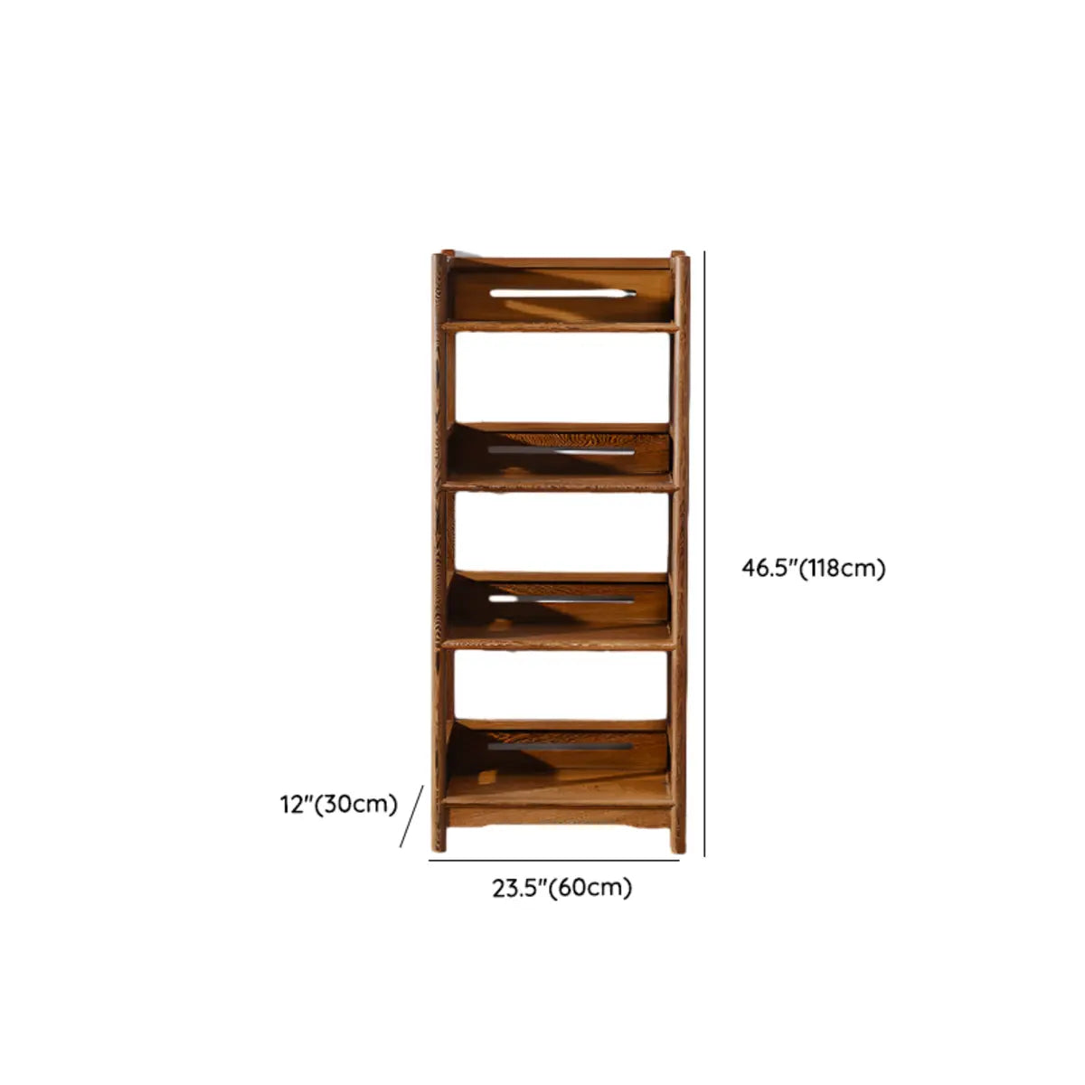 Rustic Wood Vertical 5 Shelves Open Storage Bookshelf Image - 17