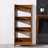 Rustic Wood Vertical 5 Shelves Open Storage Bookshelf Image - 3