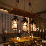 Rustic Wood Wagon Wheel Lantern Restaurant Chandelier Image - 10