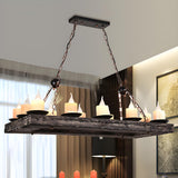 Rustic Wood Wagon Wheel Lantern Restaurant Chandelier Image - 6