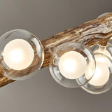 Rustic Wooden Beam and Bubble Island Pendant Light Image - 9