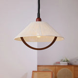 Rustic Wooden Cone Pendant Light Adjustable Height Image - 13