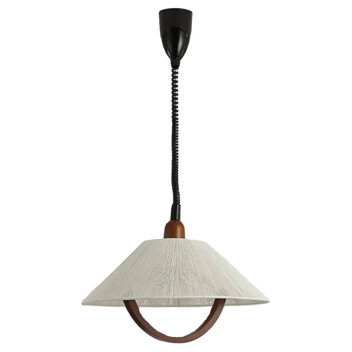 Rustic Wooden Cone Pendant Light Adjustable Height Image - 6