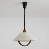 Rustic Wooden Cone Pendant Light Adjustable Height Image - 8