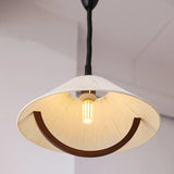 Rustic Wooden Cone Pendant Light Adjustable Height Image - 9