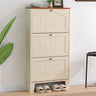 Rustic Wooden Entryway Shoe Cabinet Cream Medium Storage Image - 2