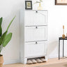 Rustic Wooden Entryway Shoe Cabinet Cream Medium Storage Image - 3