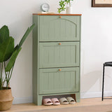 Rustic Wooden Entryway Shoe Cabinet Cream Medium Storage Image - 7