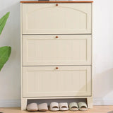 Rustic Wooden Entryway Shoe Cabinet Cream Medium Storage Image - 8