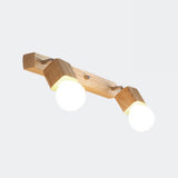 Rustic Wooden Geometric 3-Light Vanity Sconce Light Image - 14