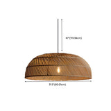 Rustic Woven Rattan Dome Pendant Light Adjustable Height Image - 12