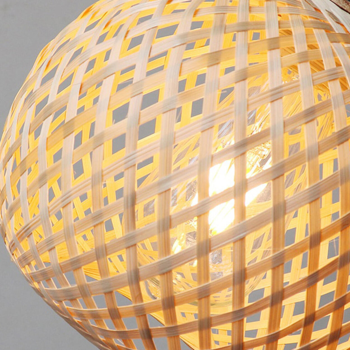 Rustic Woven Rattan Natural Bamboo Globe Pendant Light Image - 10