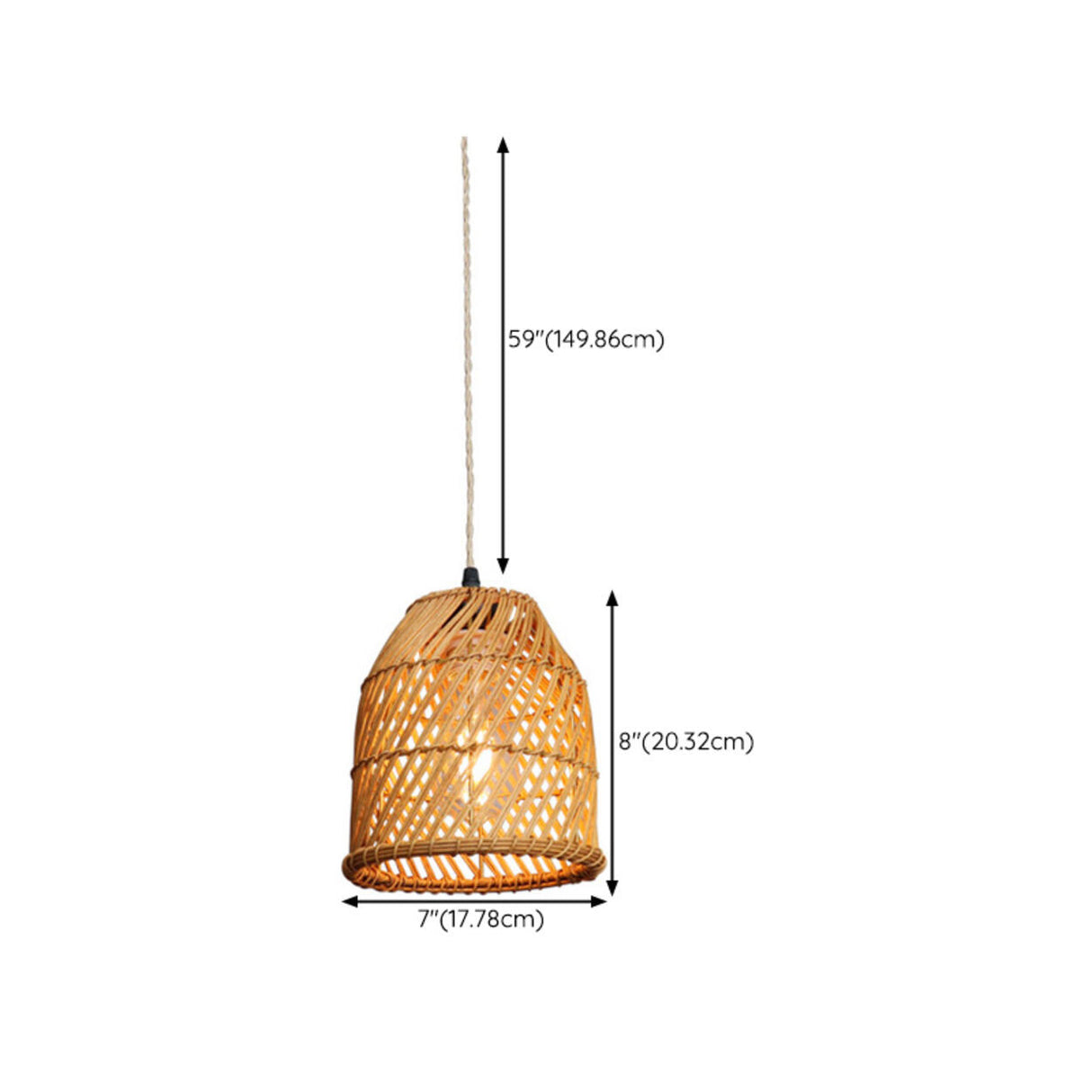 Rustic Woven Rattan Natural Bamboo Globe Pendant Light Image - 12