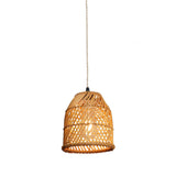 Rustic Woven Rattan Natural Bamboo Globe Pendant Light Image - 6