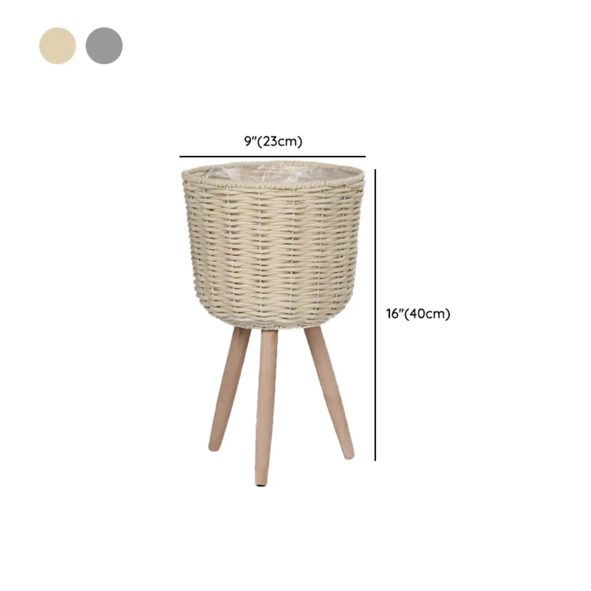 Rustic Woven Round Natural Indoor Tripod Plant Stand 