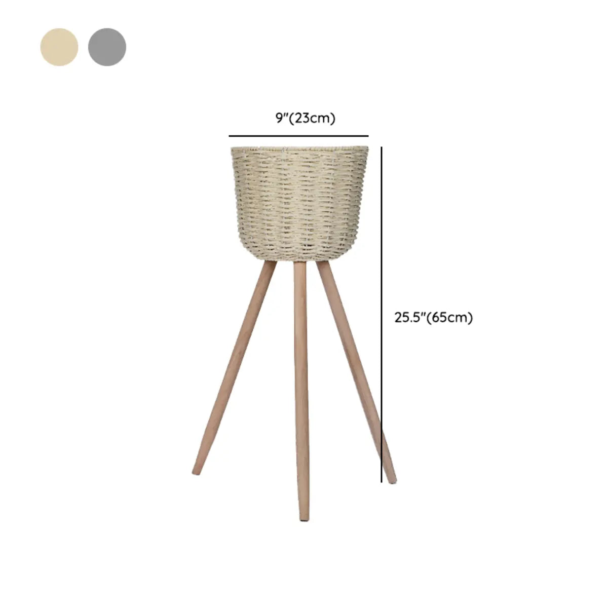 Rustic Woven Round Natural Indoor Tripod Plant Stand Image - 19